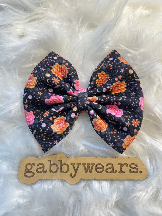 Halloween Floral Bats Bow