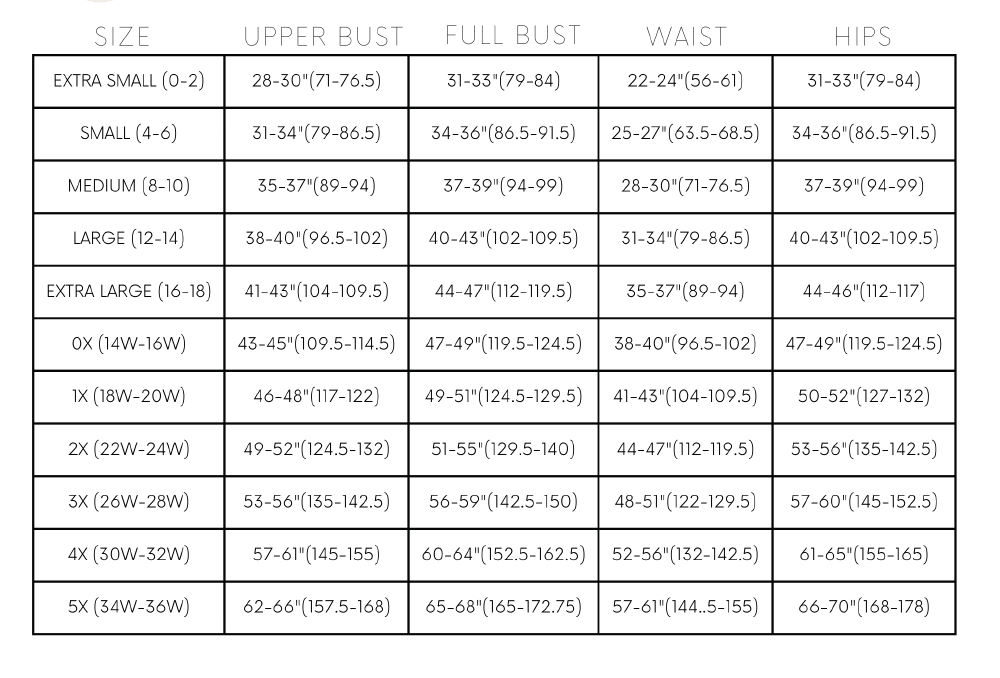 Adult Size Chart