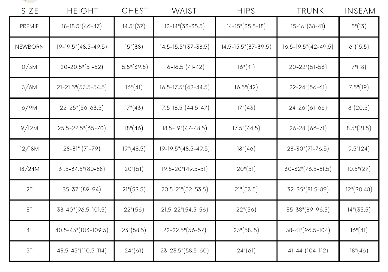 Baby size chart