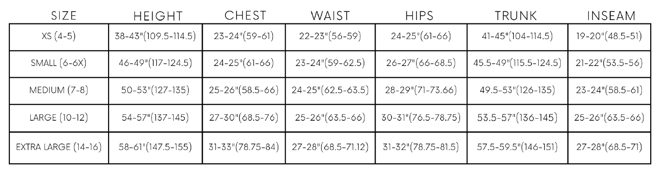 Child size chart